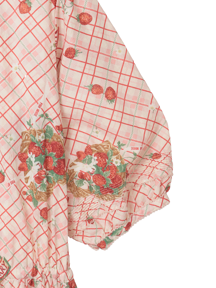 苺リースプリントパッチワークワンピース 詳細画像 シャンパン 4