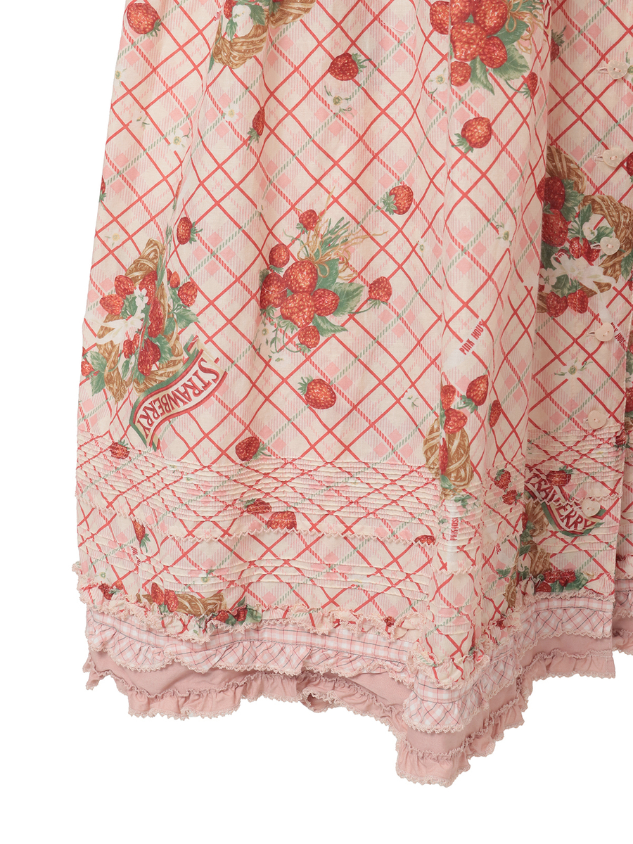 苺リースプリントパッチワークワンピース 詳細画像 シャンパン 5