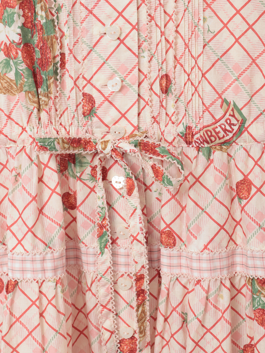 苺リースプリントパッチワークワンピース 詳細画像 シャンパン 6