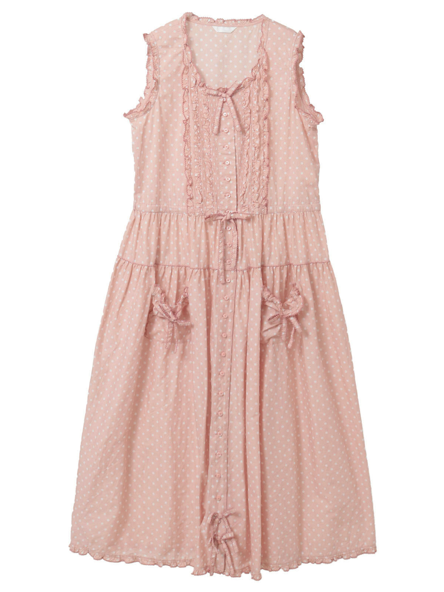 ノースリーブワンピース 詳細画像 ピンク&times;シロ 1