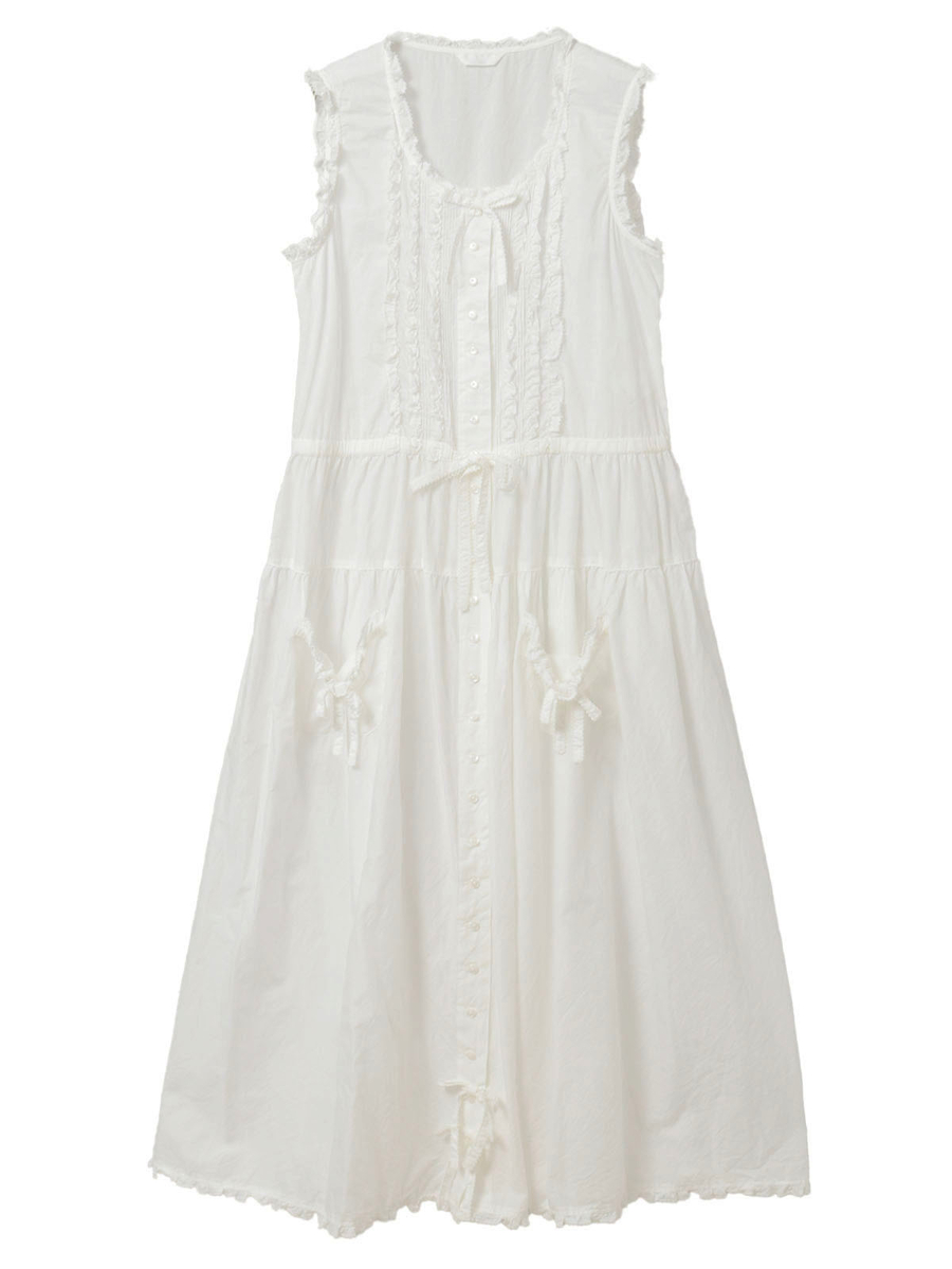 ノースリーブワンピース 詳細画像 シロ無地 1