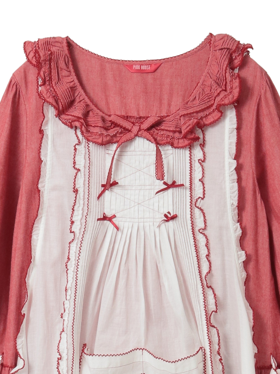 エプロン付きダンガリーワンピース 詳細画像 アカ&times;シロ 10