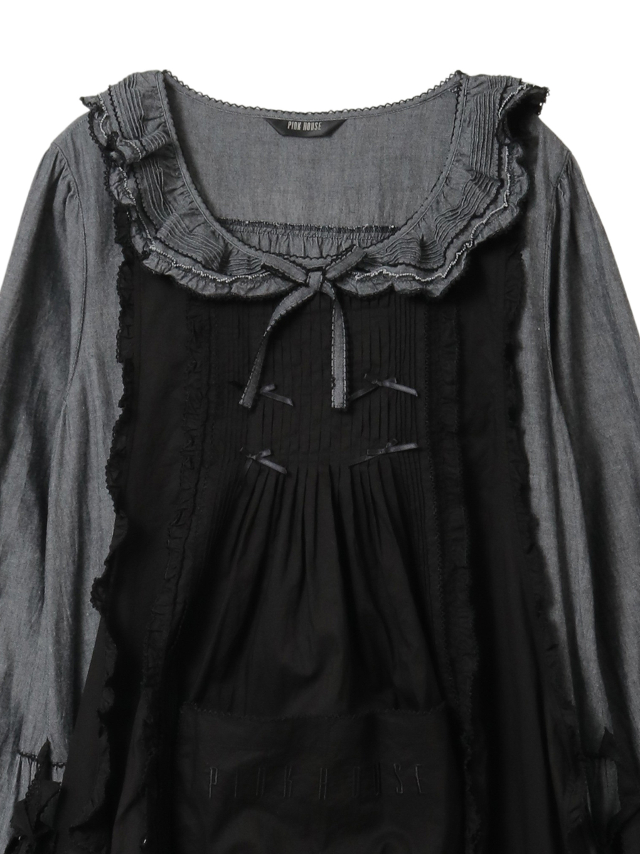 エプロン付きダンガリーワンピース 詳細画像 アカ&times;シロ 8