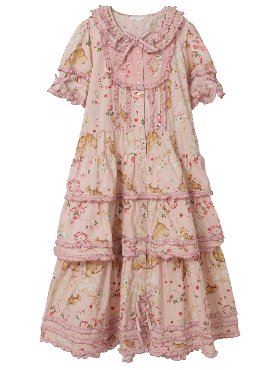 テディローズプリントワンピース 詳細画像 苺ミルク 1