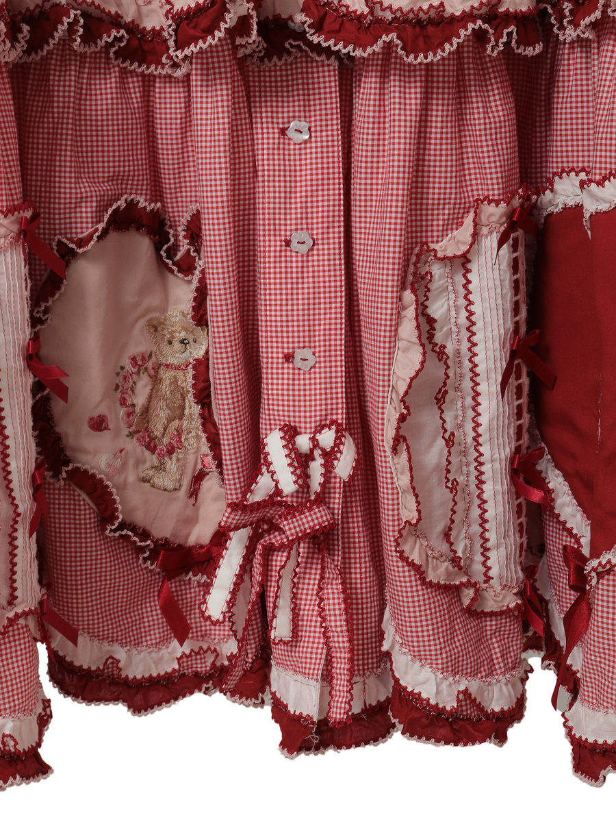 ローン&times;ギンガムチェックパッチワークワンピース 詳細画像 シロ 11