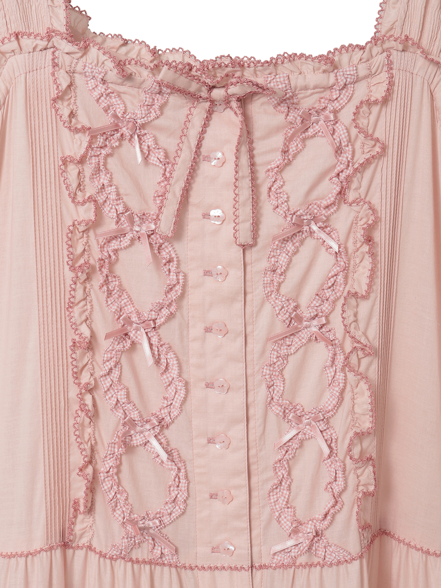 ローン&times;ギンガムチェックパッチワークワンピース 詳細画像 シロ 12