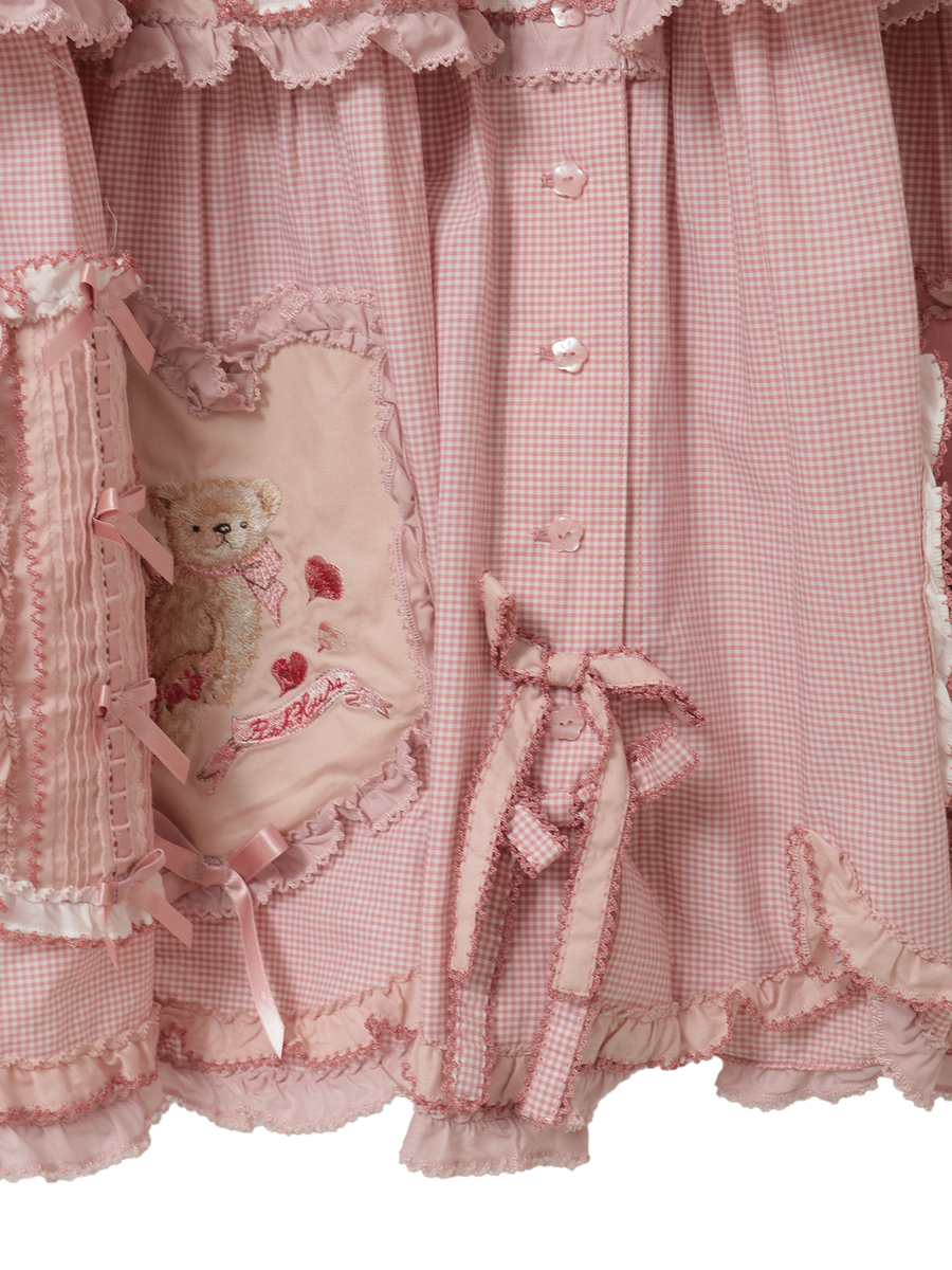 ローン&times;ギンガムチェックパッチワークワンピース 詳細画像 シロ 13