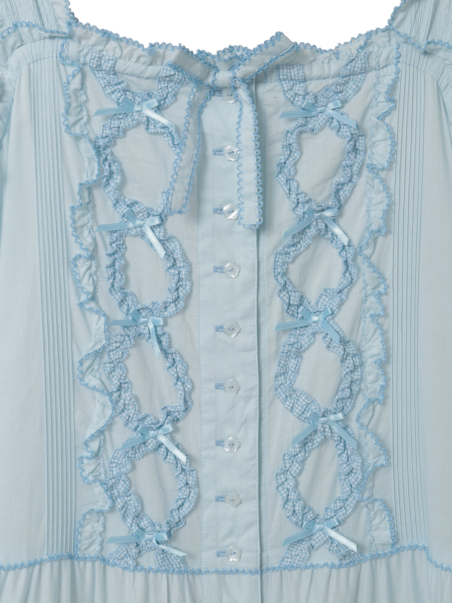 ローン&times;ギンガムチェックパッチワークワンピース 詳細画像 シロ 14