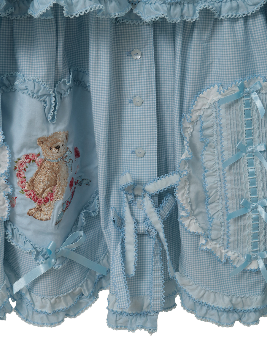 ローン&times;ギンガムチェックパッチワークワンピース 詳細画像 シロ 15