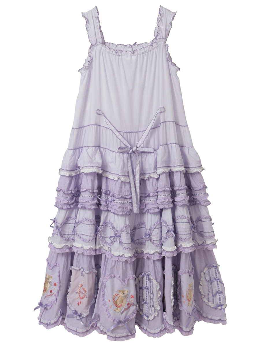 ローン&times;ギンガムチェックパッチワークワンピース 詳細画像 シロ 2