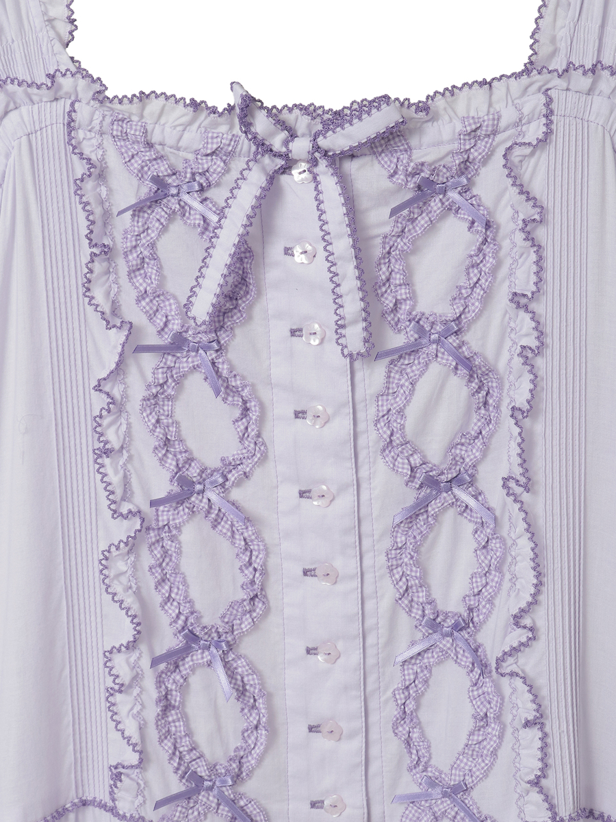 ローン&times;ギンガムチェックパッチワークワンピース 詳細画像 シロ 3