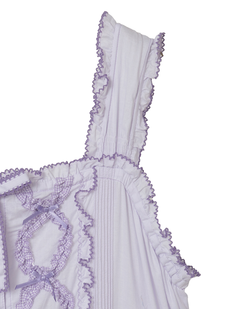 ローン&times;ギンガムチェックパッチワークワンピース 詳細画像 シロ 4