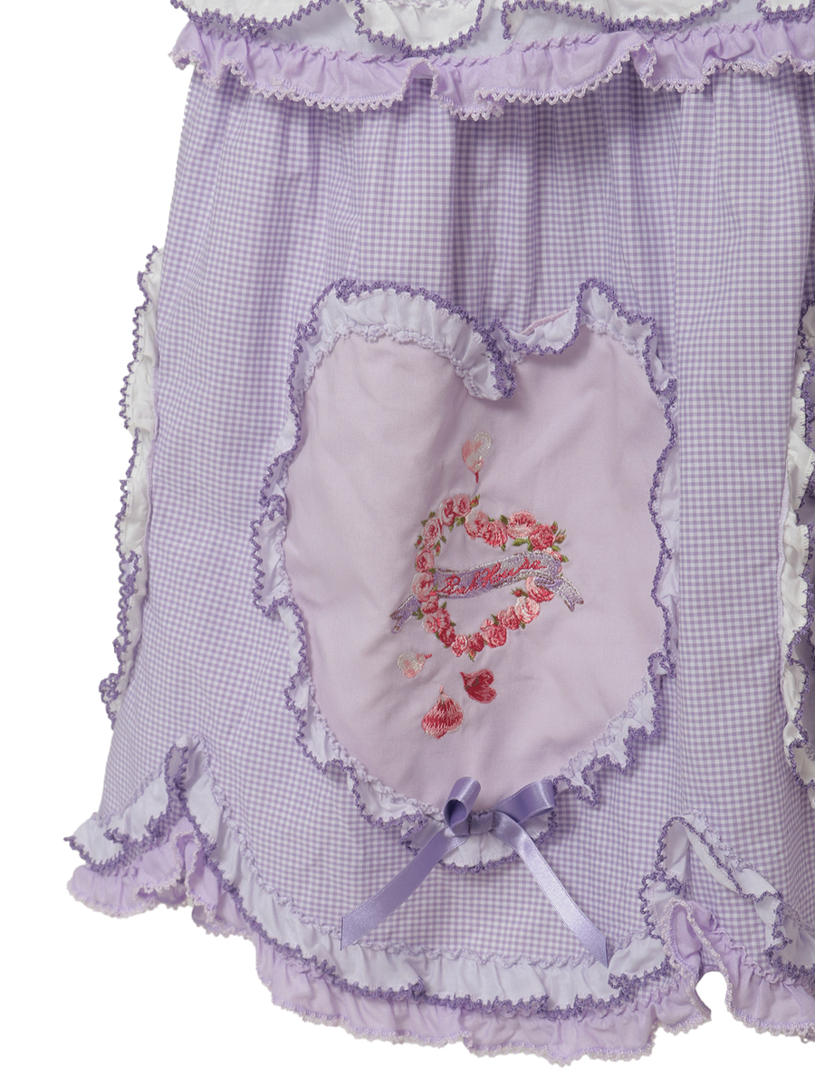 ローン&times;ギンガムチェックパッチワークワンピース 詳細画像 シロ 5