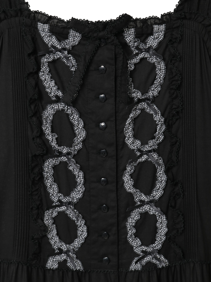 ローン&times;ギンガムチェックパッチワークワンピース 詳細画像 シロ 8