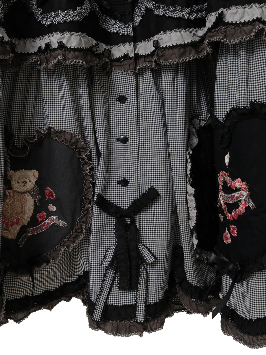 ローン&times;ギンガムチェックパッチワークワンピース 詳細画像 シロ 9