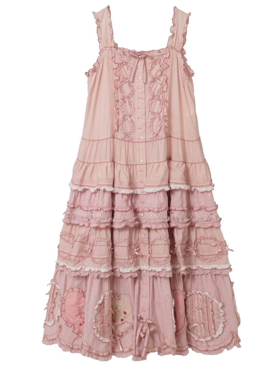 ローン&times;ギンガムチェックパッチワークワンピース 詳細画像 ピンク 1