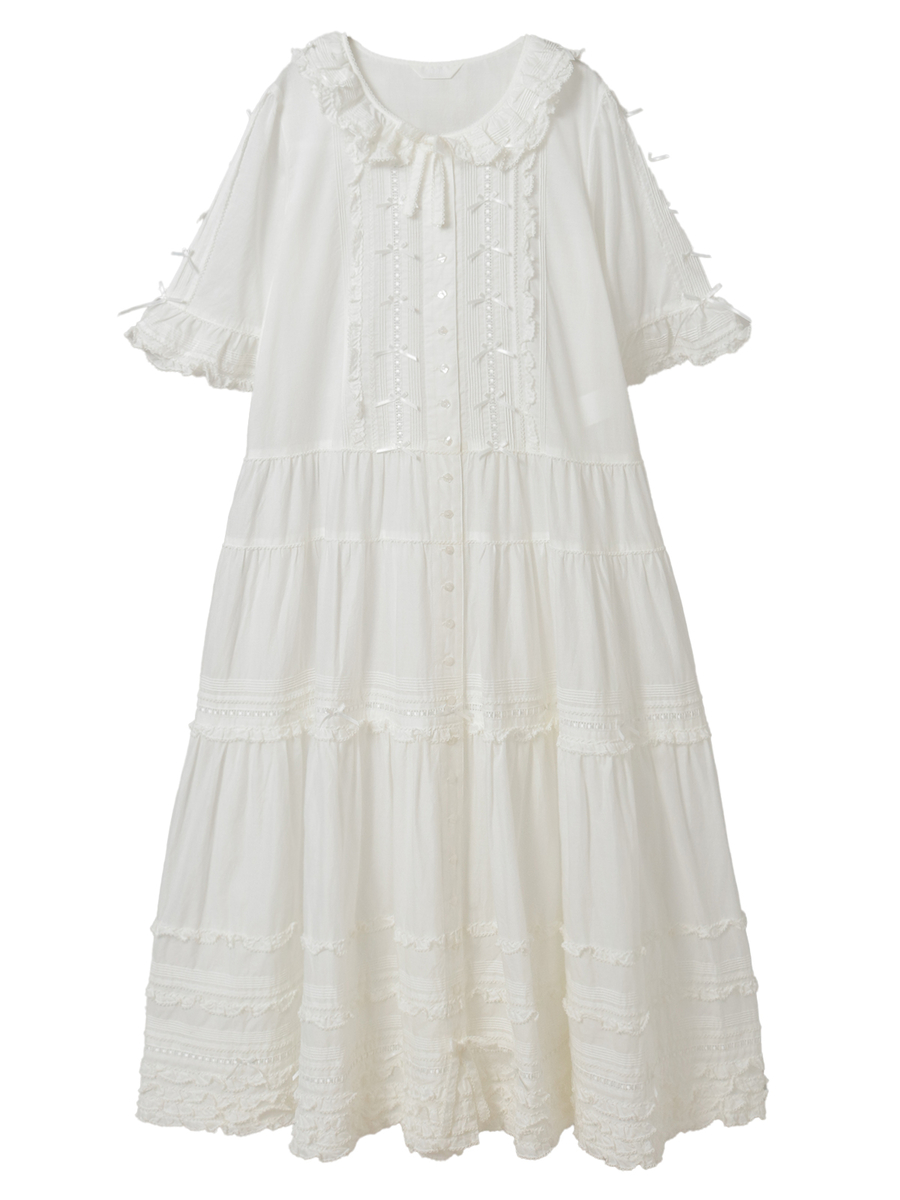 ミニリボンいっぱいローンワンピース 詳細画像 シロ 1