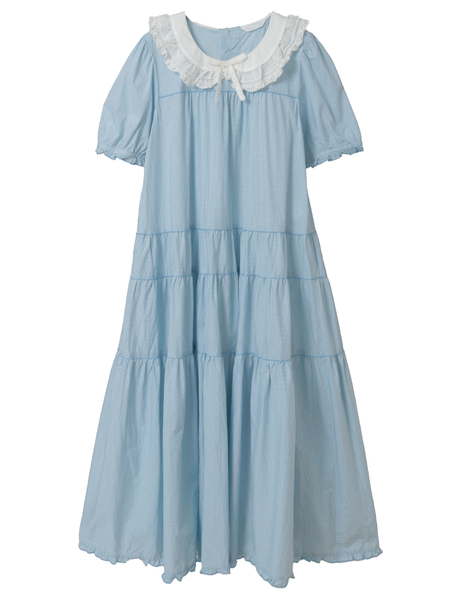 ローン襟付きギンガムチェックワンピース