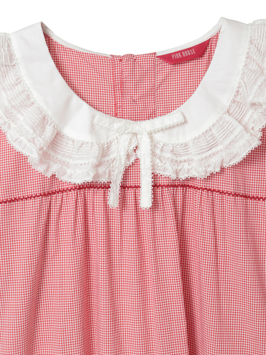 ローン襟付きギンガムチェックワンピース 詳細画像 ソライロ 3