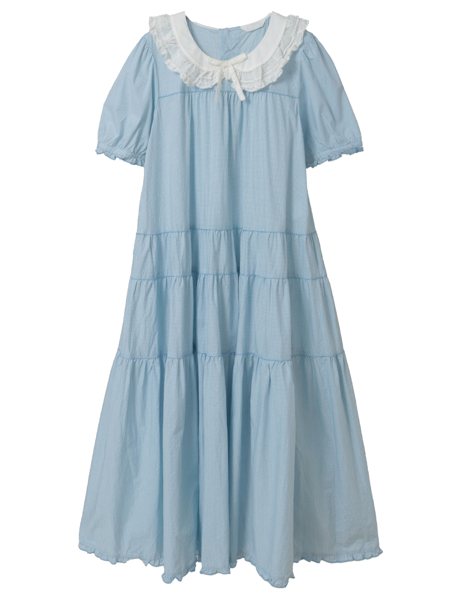 ローン襟付きギンガムチェックワンピース 詳細画像 ソライロ 1