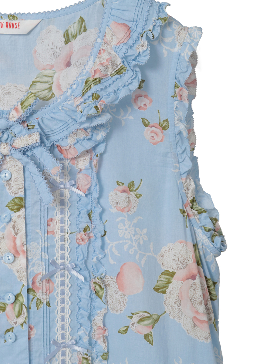 ポワン・ド・ローズプリントノースリーブワンピース 詳細画像 アクアマリン 15