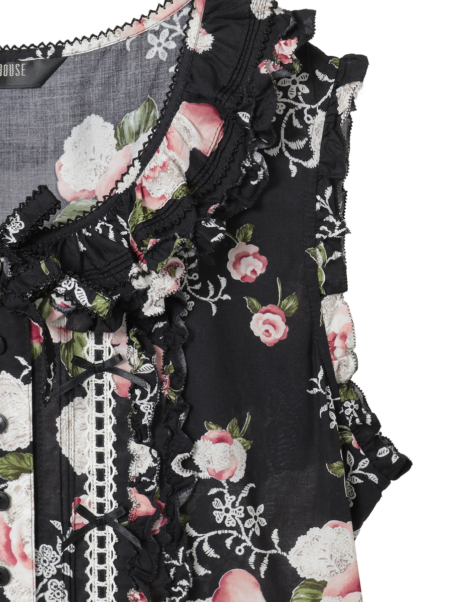 ポワン・ド・ローズプリントノースリーブワンピース 詳細画像 アクアマリン 9