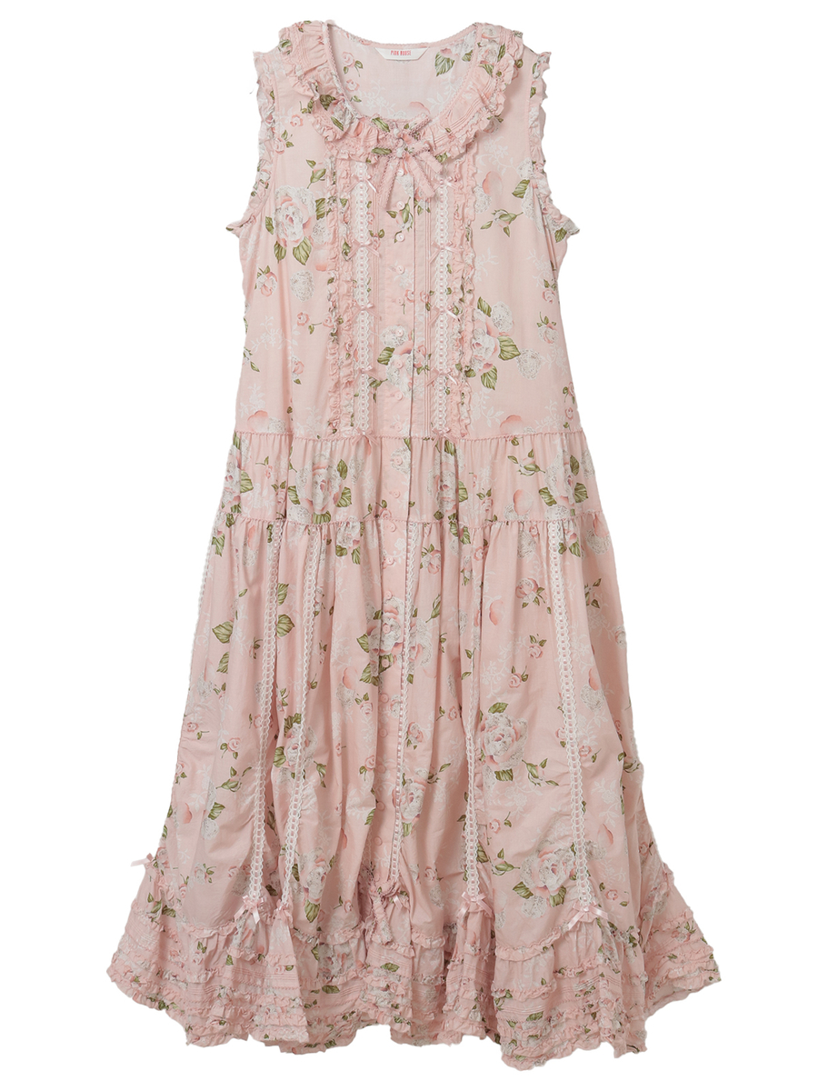 ポワン・ド・ローズプリントノースリーブワンピース 詳細画像 ペールピンク 1