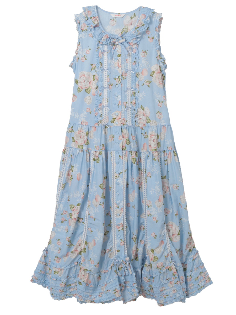 ポワン・ド・ローズプリントノースリーブワンピース 詳細画像 アクアマリン 1