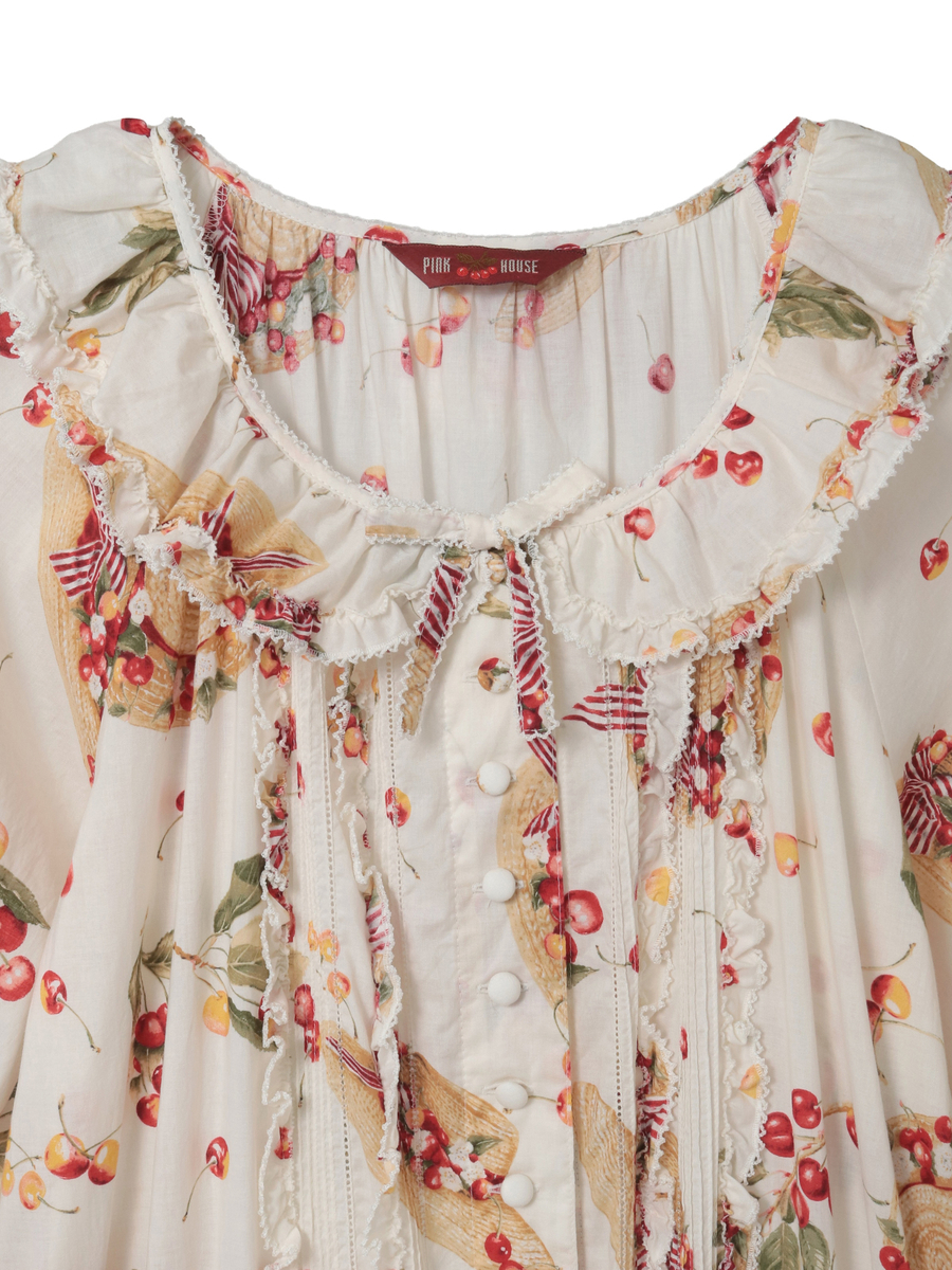 さくらんぼの日曜日プリントワンピース 詳細画像 シロ 11