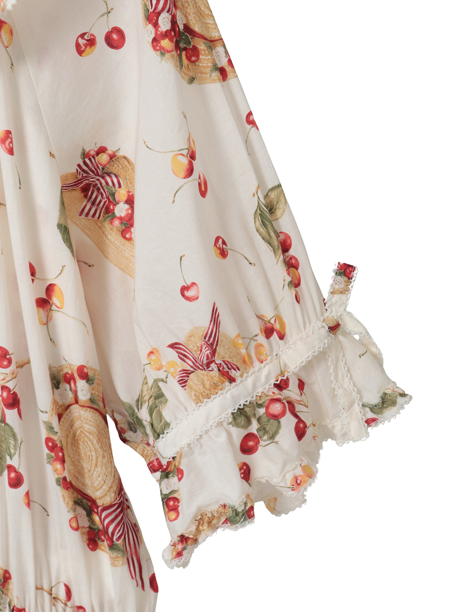 さくらんぼの日曜日プリントワンピース 詳細画像 シロ 12