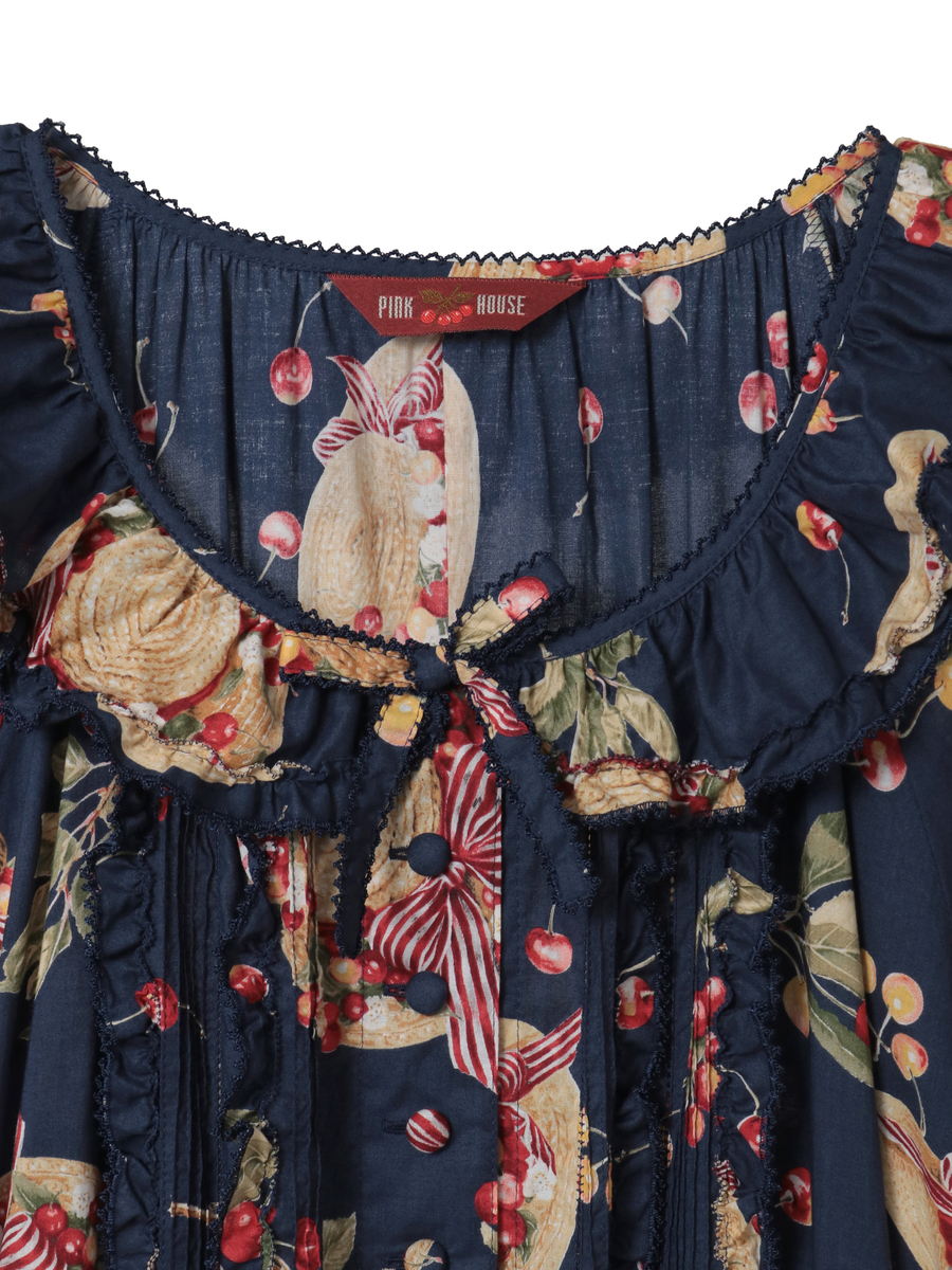 さくらんぼの日曜日プリントワンピース 詳細画像 シロ 14