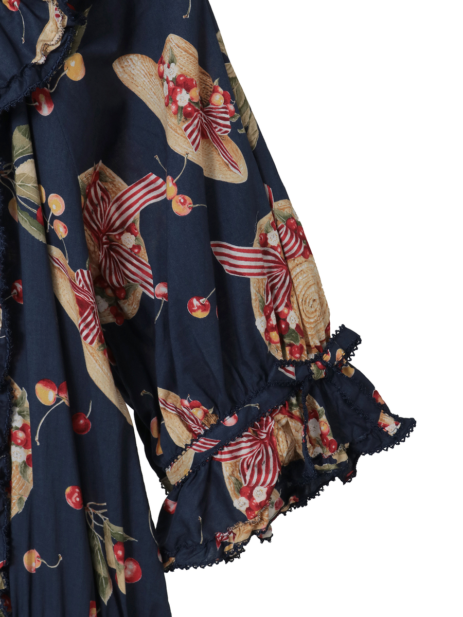 さくらんぼの日曜日プリントワンピース 詳細画像 シロ 15