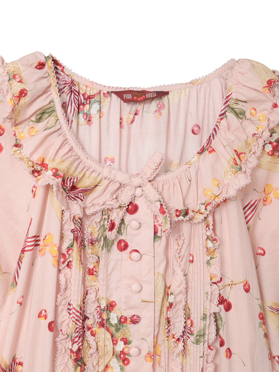 さくらんぼの日曜日プリントワンピース 詳細画像 シロ 17