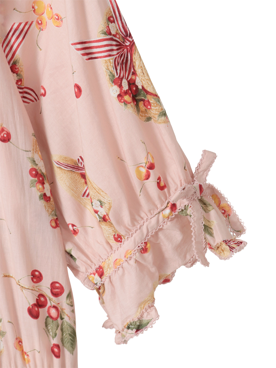 さくらんぼの日曜日プリントワンピース 詳細画像 シロ 18