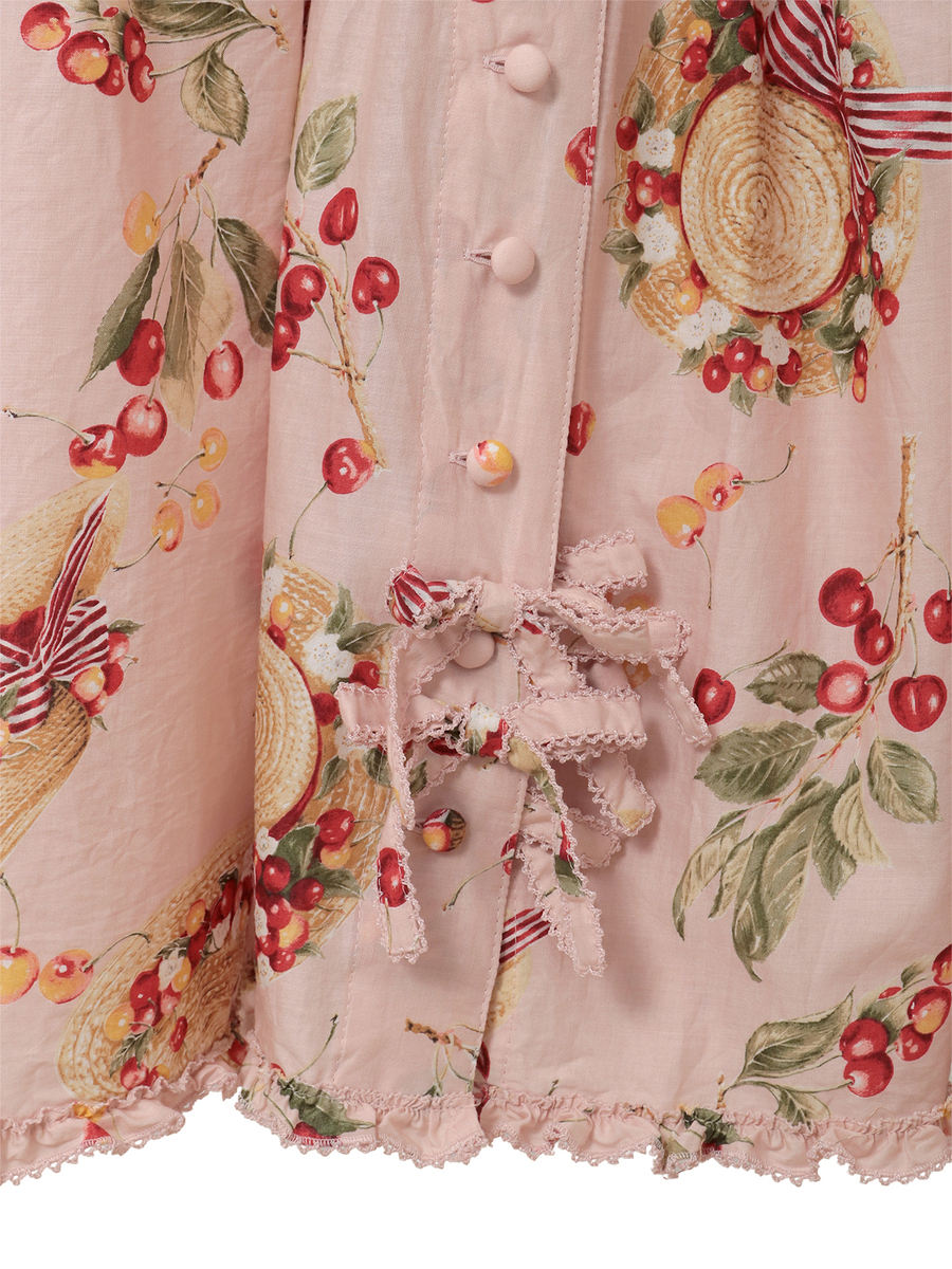 さくらんぼの日曜日プリントワンピース 詳細画像 シロ 19