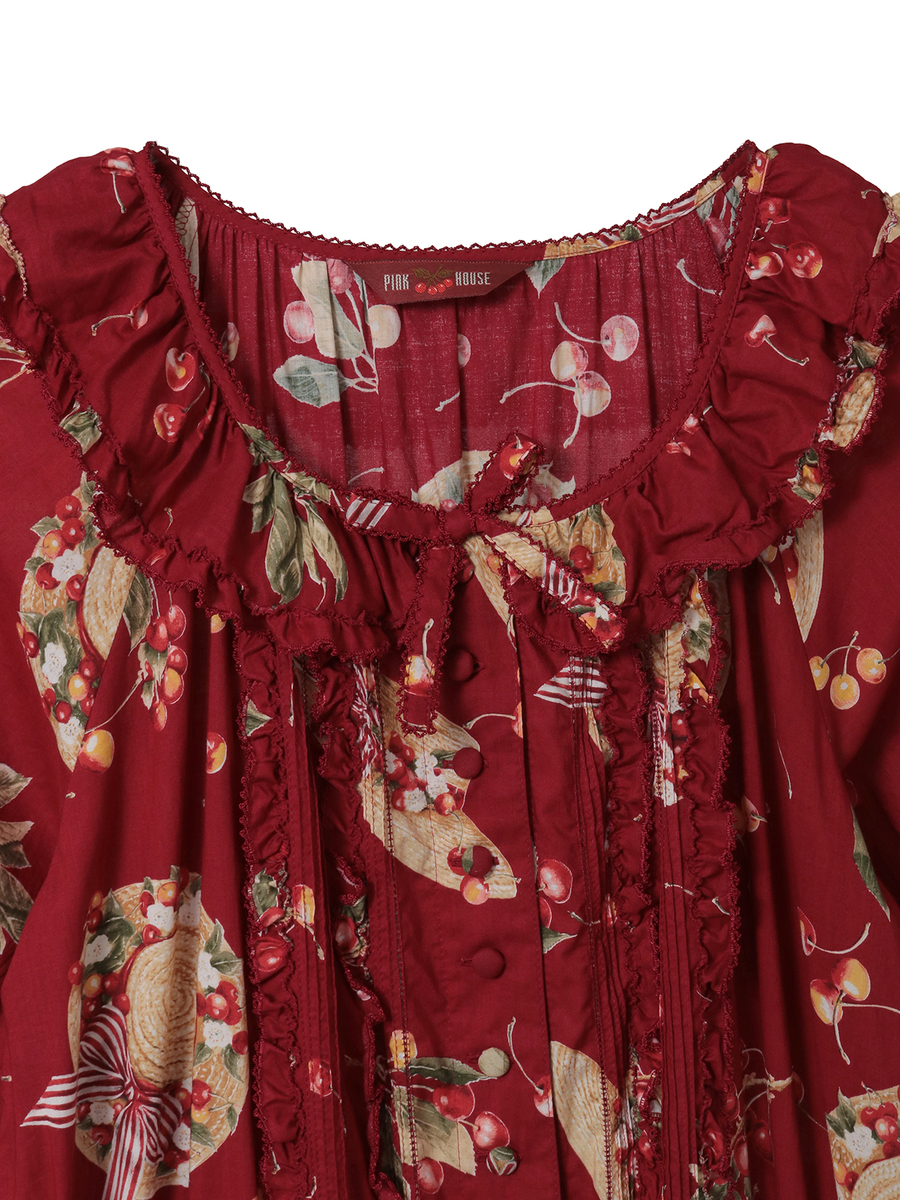 さくらんぼの日曜日プリントワンピース 詳細画像 シロ 3