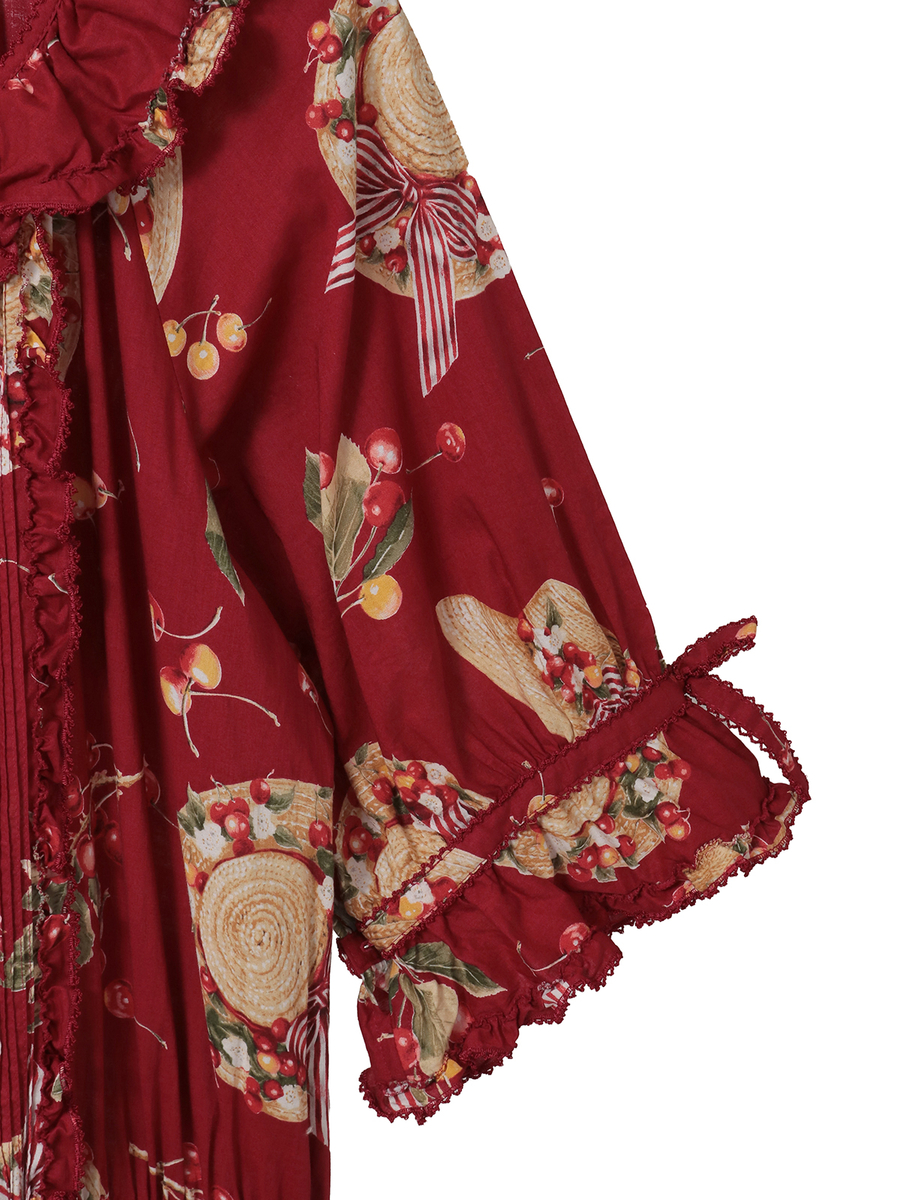 さくらんぼの日曜日プリントワンピース 詳細画像 シロ 4