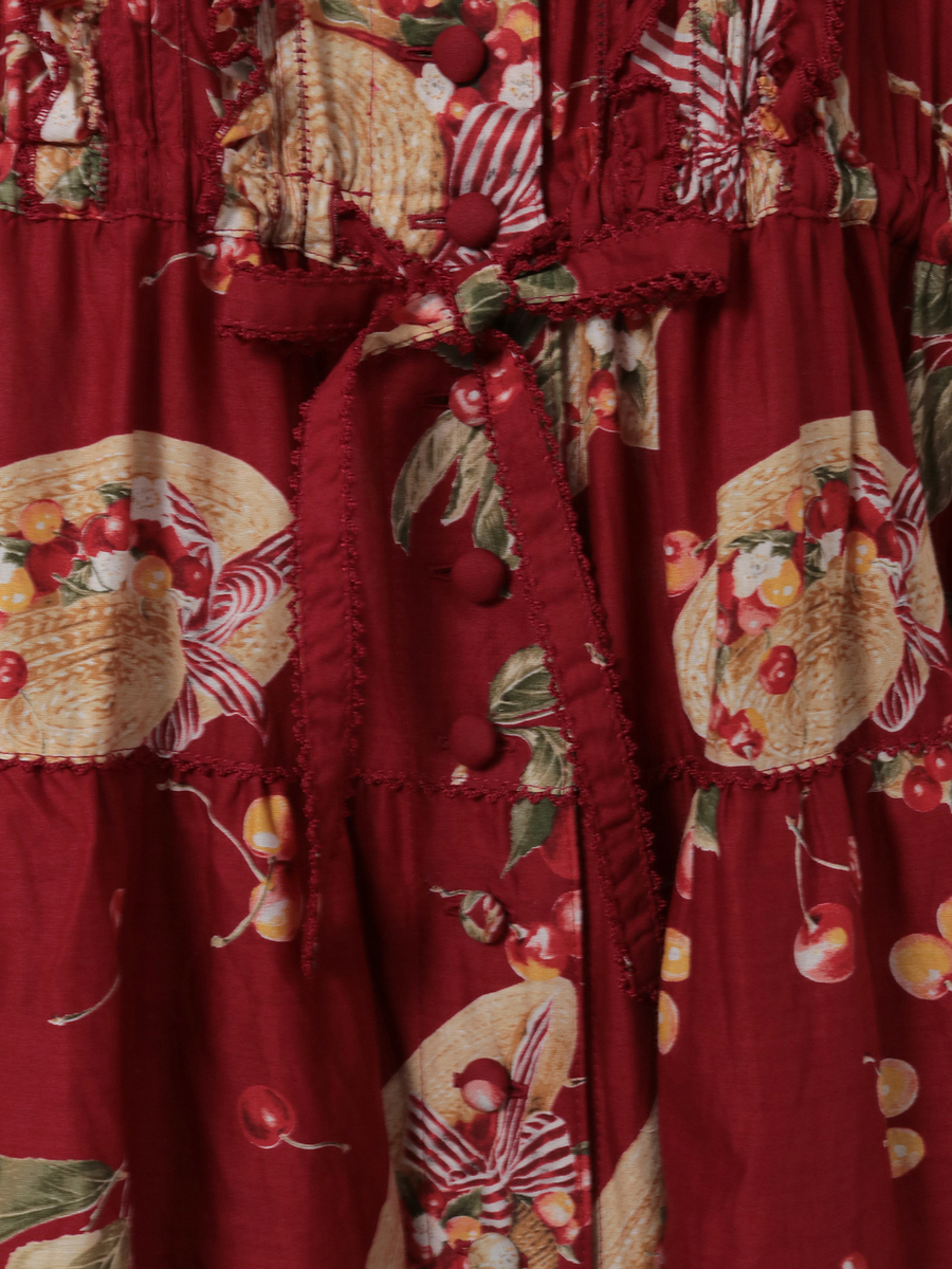 さくらんぼの日曜日プリントワンピース 詳細画像 シロ 5