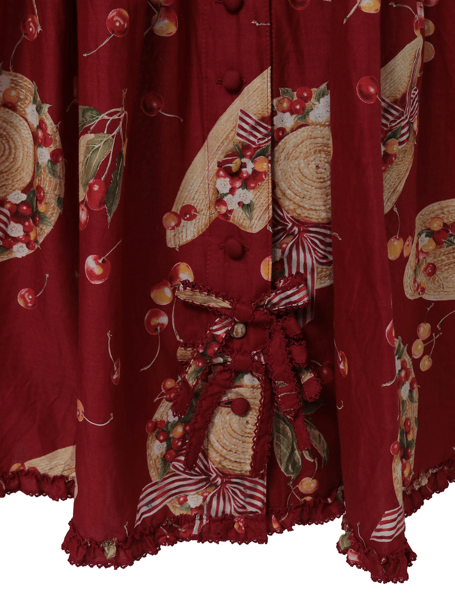 さくらんぼの日曜日プリントワンピース 詳細画像 シロ 6