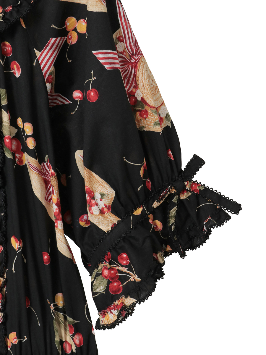 さくらんぼの日曜日プリントワンピース 詳細画像 シロ 9