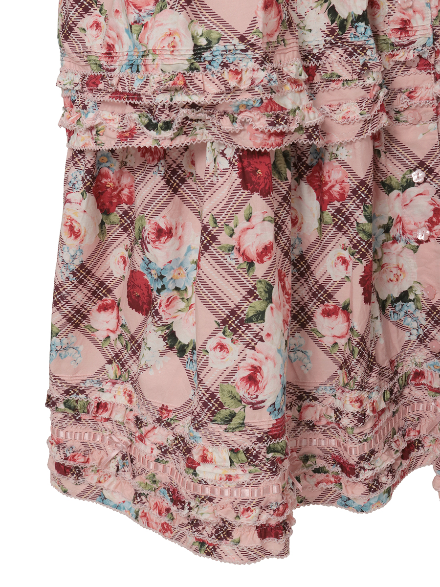 フラワーチェックプリントノースリーブワンピース 詳細画像 パープル 11