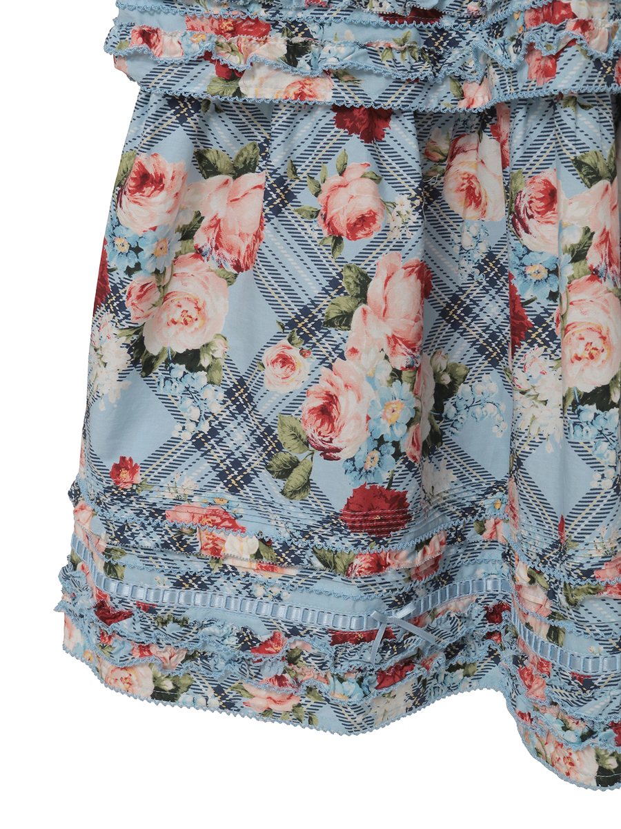 フラワーチェックプリントノースリーブワンピース 詳細画像 パープル 13