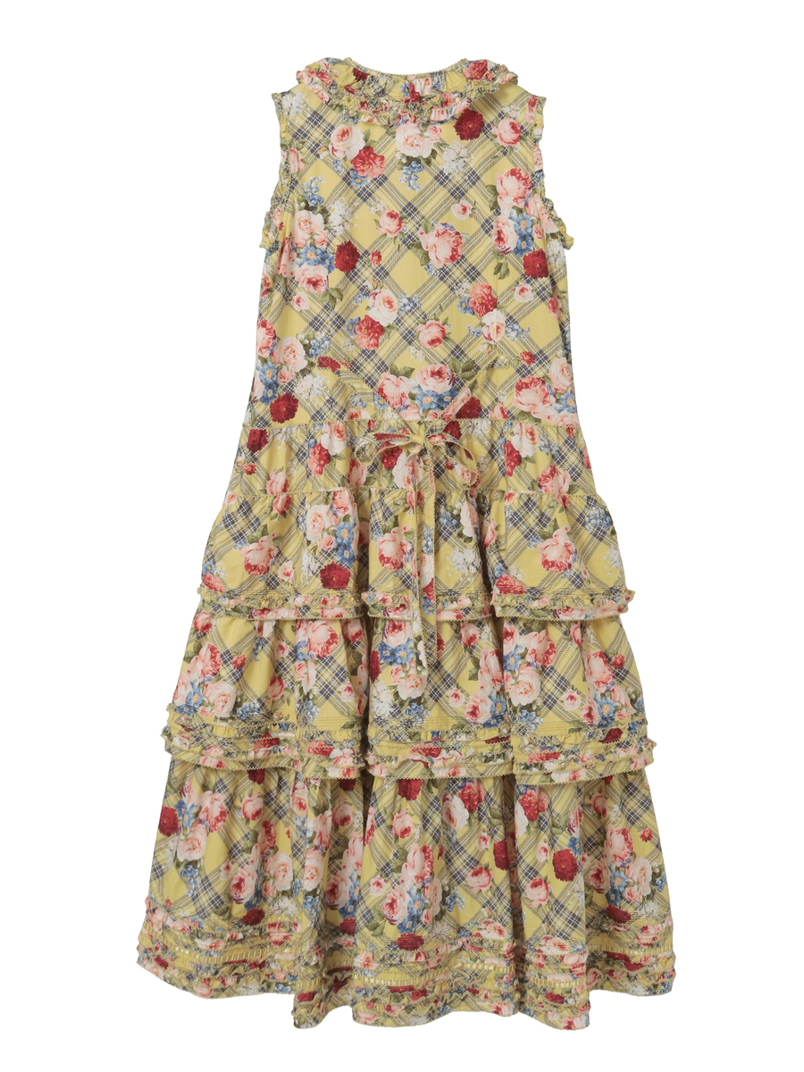 フラワーチェックプリントノースリーブワンピース 詳細画像 パープル 2