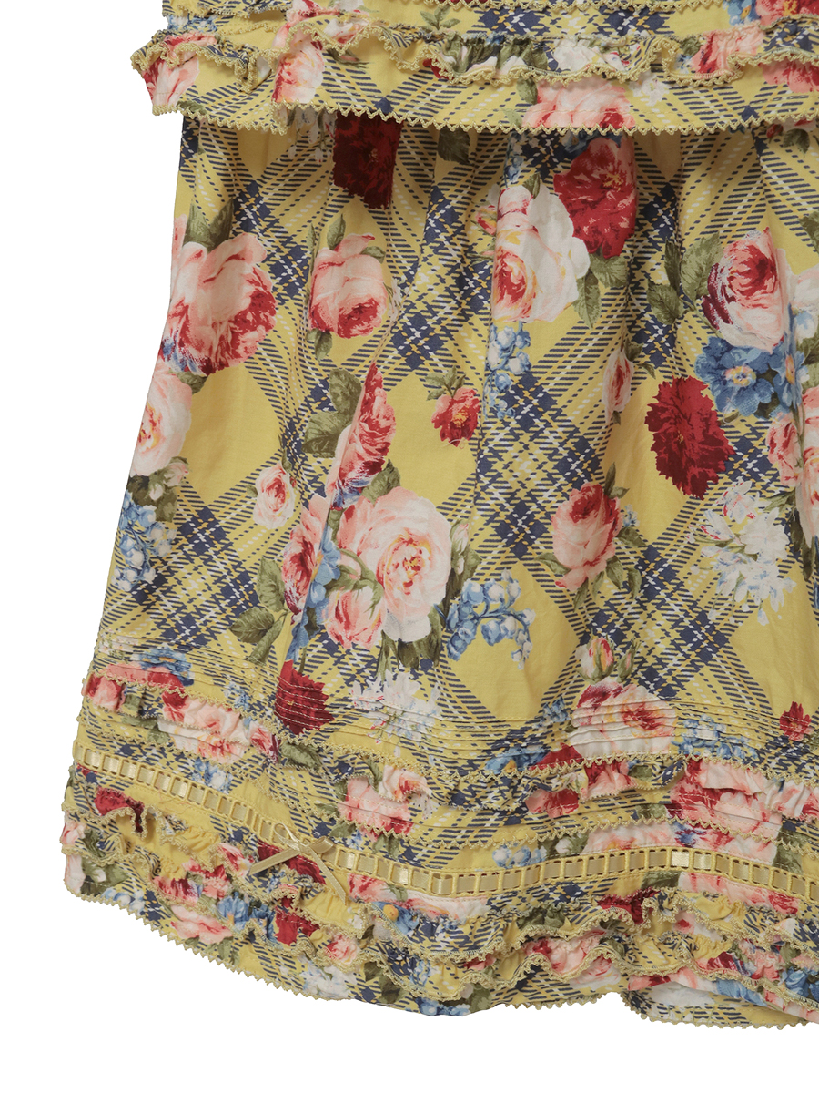 フラワーチェックプリントノースリーブワンピース 詳細画像 パープル 5