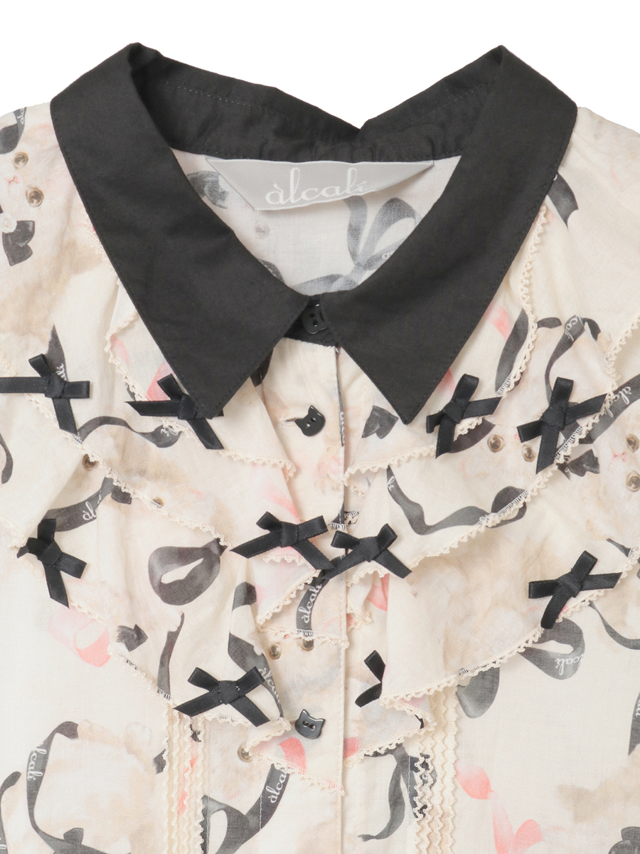 【alcali x Haruka Yoshizawa】マンチカンリボンワンピース 詳細画像 ブラック 3