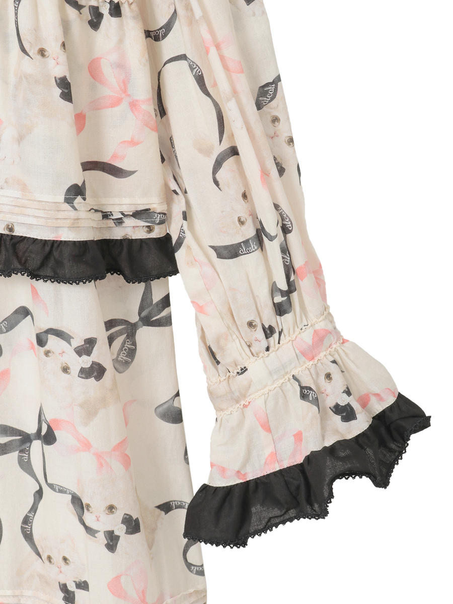 【alcali x Haruka Yoshizawa】マンチカンリボンワンピース 詳細画像 ブラック 4