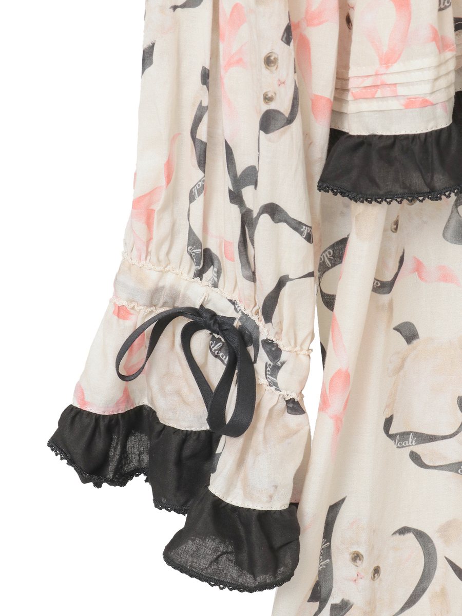 【alcali x Haruka Yoshizawa】マンチカンリボンワンピース 詳細画像 ブラック 5