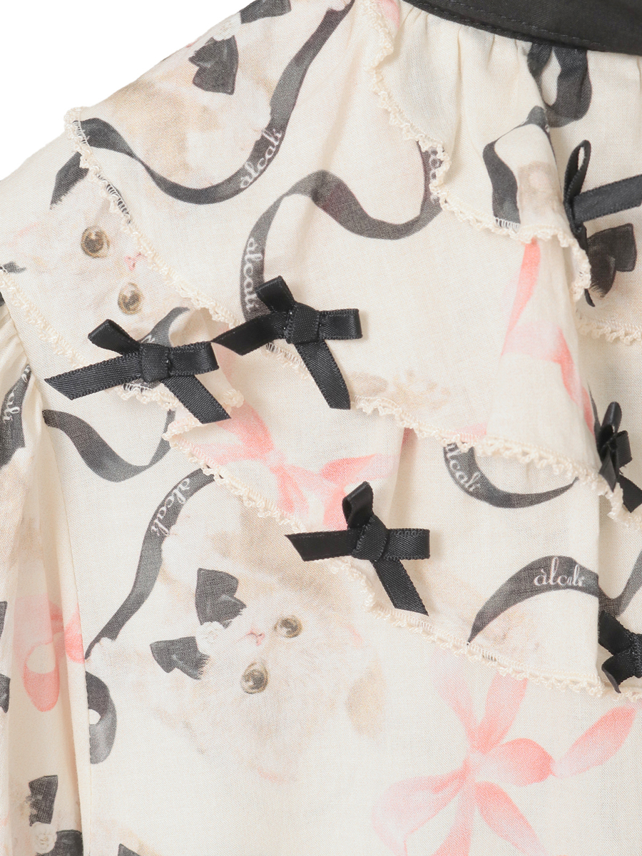 【alcali x Haruka Yoshizawa】マンチカンリボンワンピース 詳細画像 ブラック 7