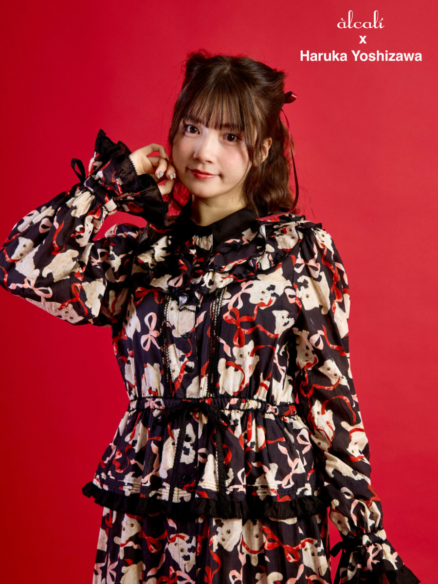 【alcali x Haruka Yoshizawa】マンチカンリボンワンピース 詳細画像 ブラック 2