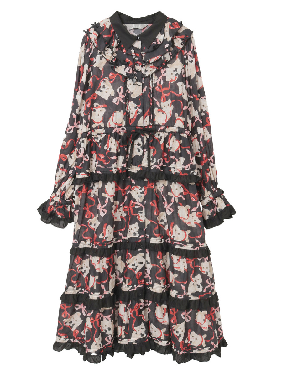 【alcali x Haruka Yoshizawa】マンチカンリボンワンピース 詳細画像 ブラック 4